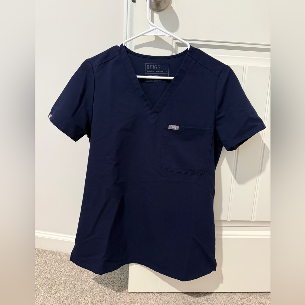 Figs Navy V-Neck Scrub Top